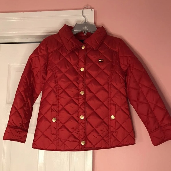 Tommy Hilfiger Girls Quilted Jacket Sz S ( 7 ) Red New - Picture 1 of 6